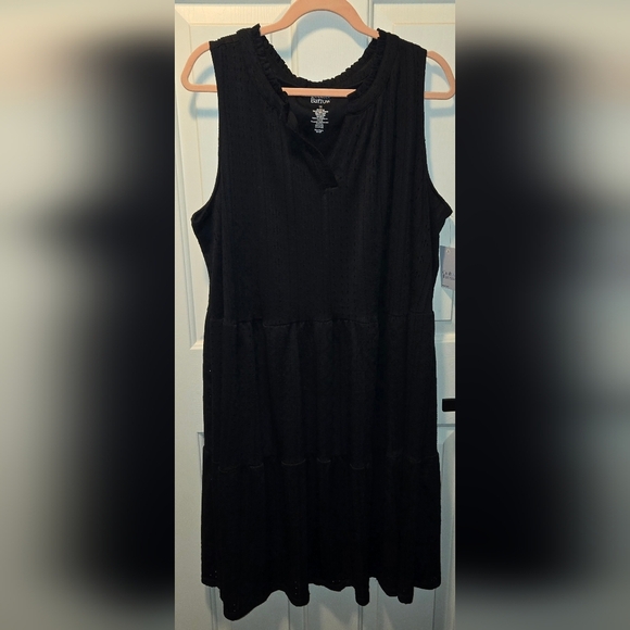 Croft & Barrow Black Sleeveless Sun Dress XL BOHO CHIC Mesh Knit Whimsy Goth - Picture 16 of 16